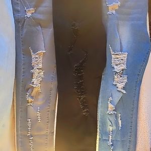 SHEIN Curve Distressed Skinny Jeans